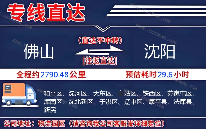 佛山到沈陽物流公司