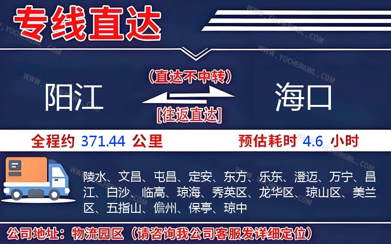 陽(yáng)江到海口物流公司