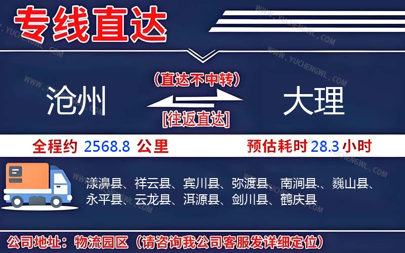 滄州到大理物流公司