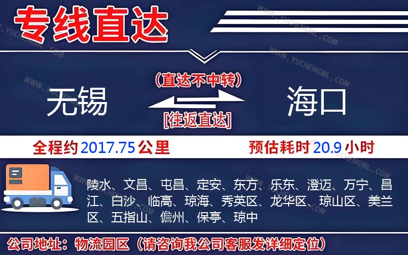 無(wú)錫到海口物流公司
