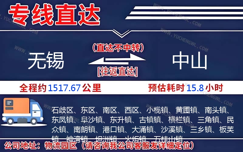 無錫到中山物流公司