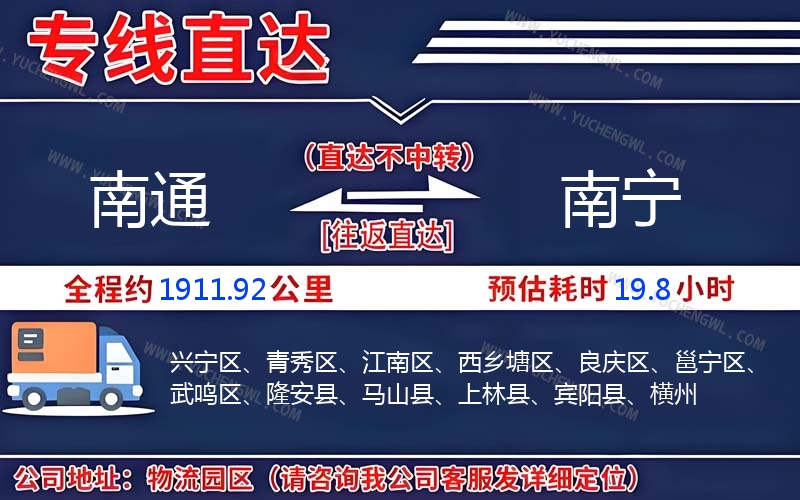 南通到南寧物流公司