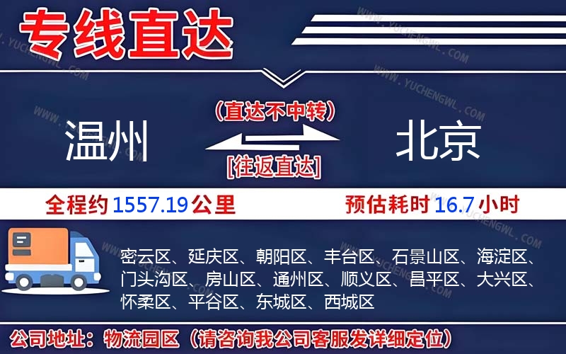 溫州到北京物流公司
