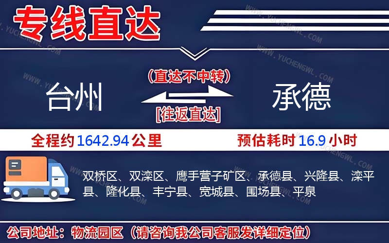 臺州到承德物流公司